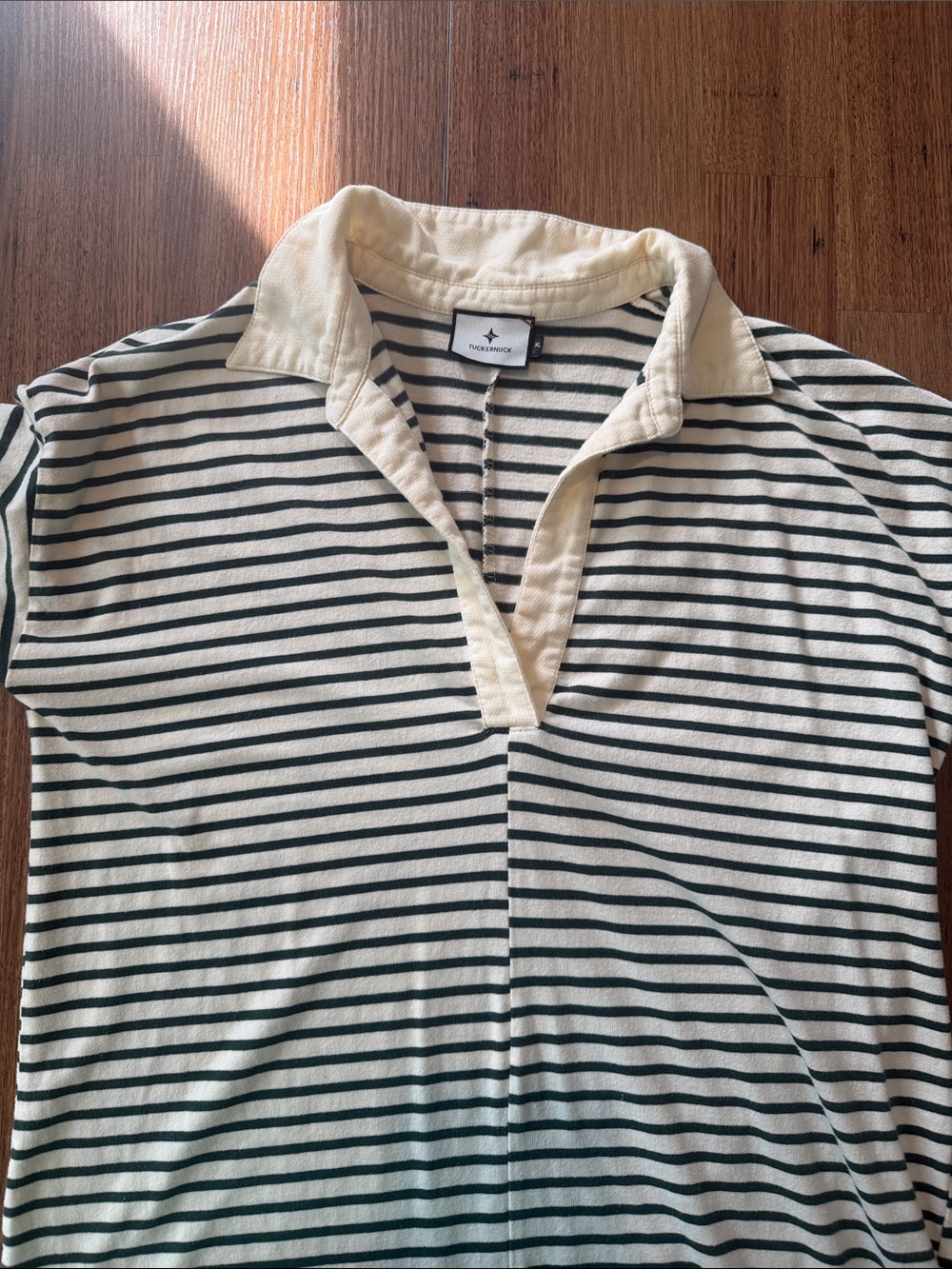 Tuckernuck Cream and Dark Green Striped Polo Dress